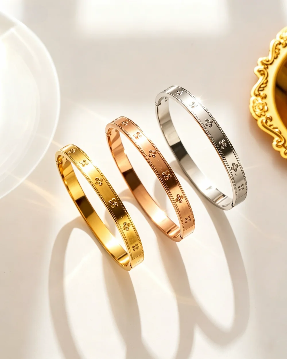 wholesale stainless steel clover bracelets
